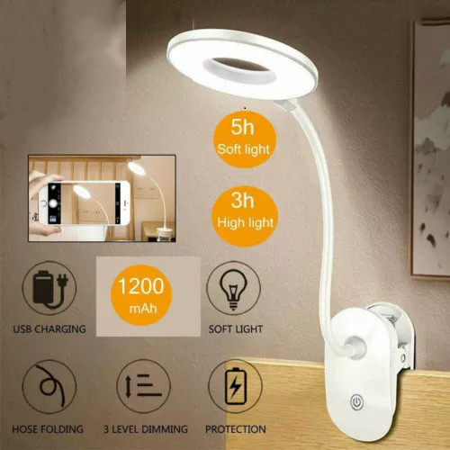 Clip light reading lamp - on,