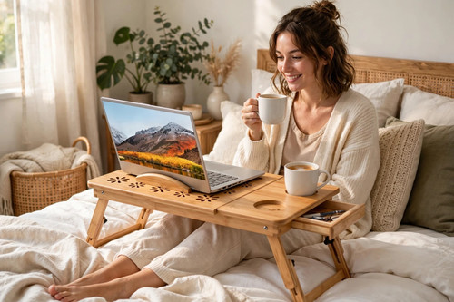 Laptop bed table with - laptop,