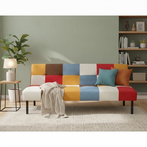 Rainbow patchwork sofa bed - sofa, 3