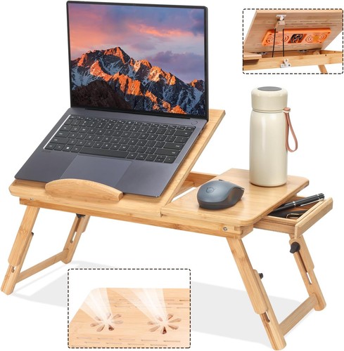 Adjustable bamboo laptop - bamboo, desk